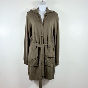 Chelsea & Violet Khaki Belted Utility Cardigan Jacket SzL Minimalist Neutral